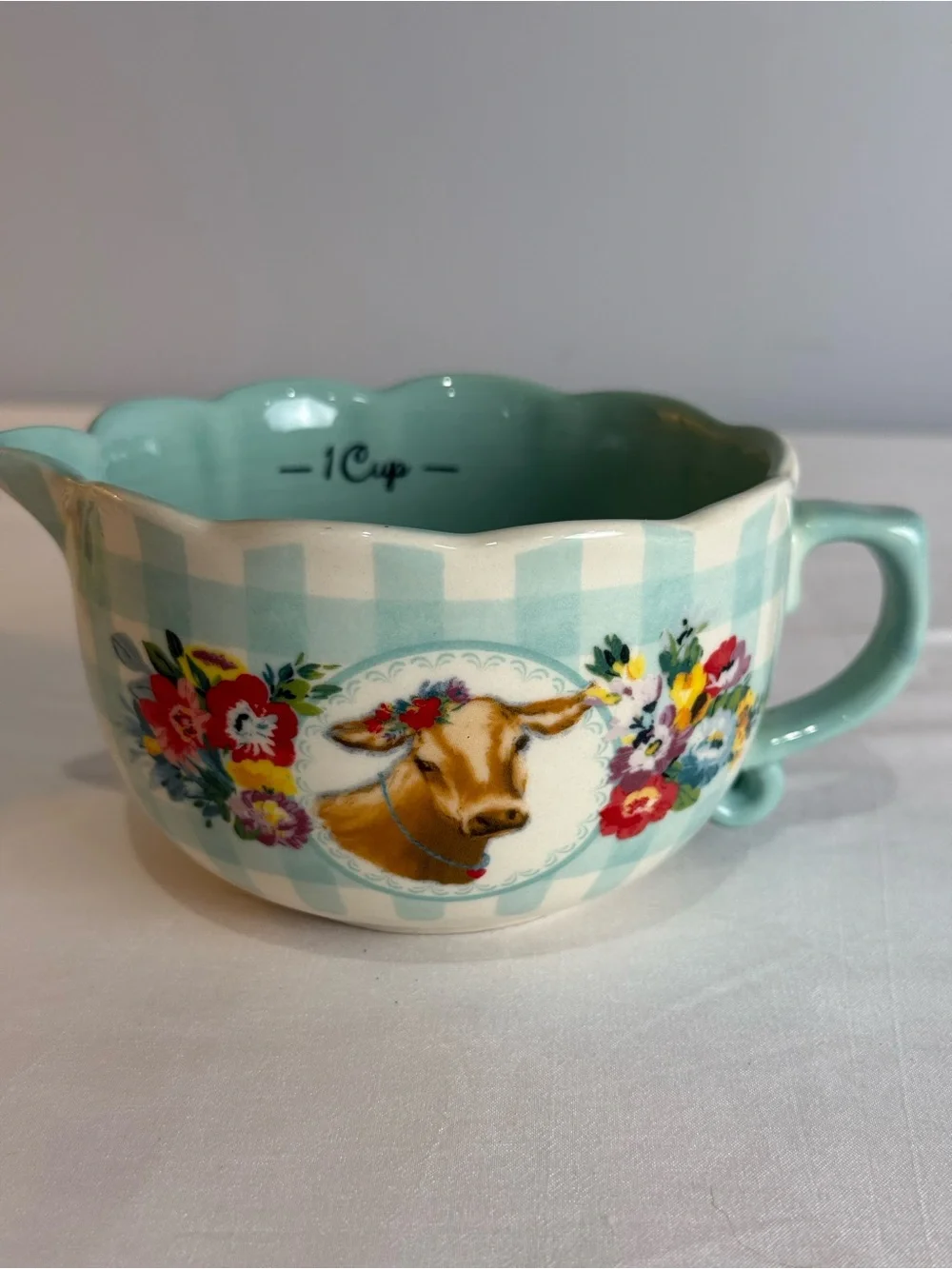 Pioneer Woman Measuring Cups Sweet Romance Blossoms 4Pc Ceramic Bowl Set Gingham